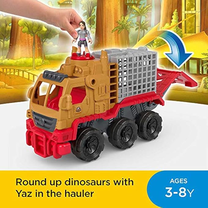 imaginext مجموعة سيارات وحامل ديناصورات من عالم الديناصورات IMAGINEXT كريتاسي و شخصية ياز للأطفال في سن ما قبل المدرسة من 3 إلى 8 سنوات - Image 2